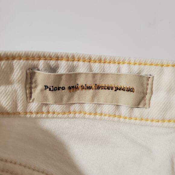 Pilcro and the Letterpress Anthropologie Stet Cuffed White Jean Shorts Womens 26 - Picture 8 of 12